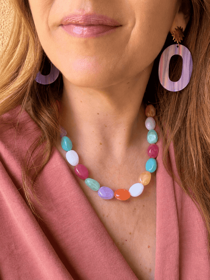 Boucles d'oreilles ovales colorées MAUREEN - Camilmari Bijoux - Multi lilas violet
