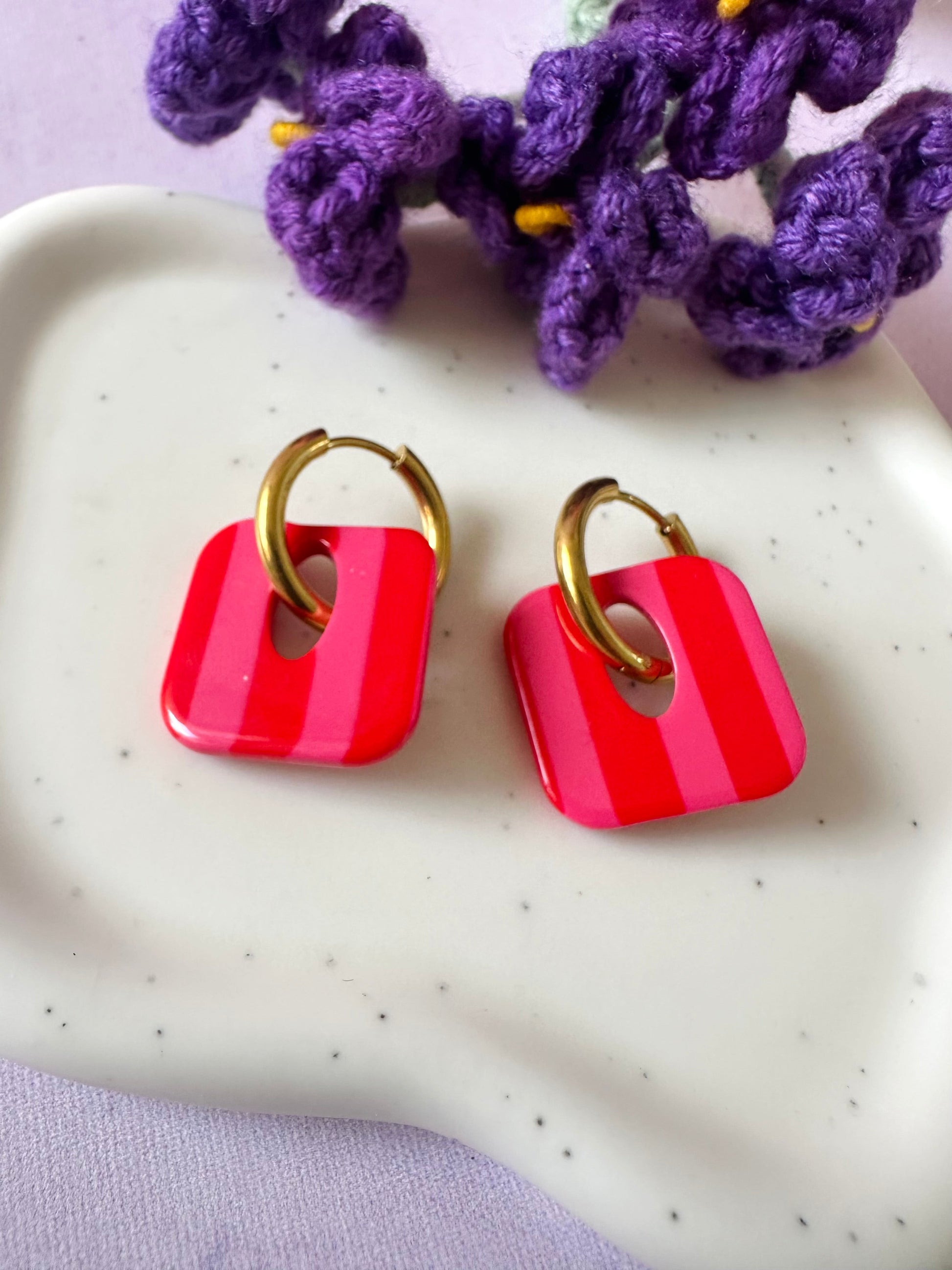 Boucles d'oreilles pampilles colorées GIGI - Camilmari Bijoux - Créoles dorées + une paire de pampilles