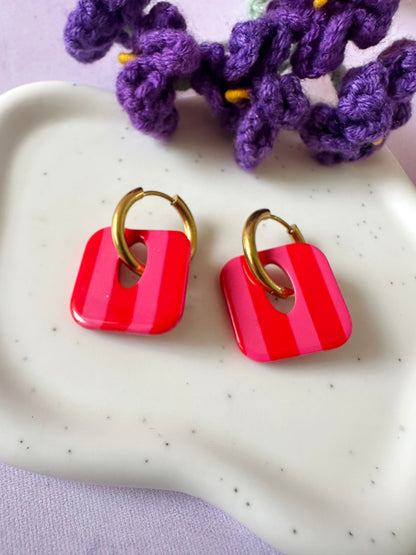 Boucles d'oreilles pampilles colorées GIGI - Camilmari Bijoux - Créoles dorées + une paire de pampilles