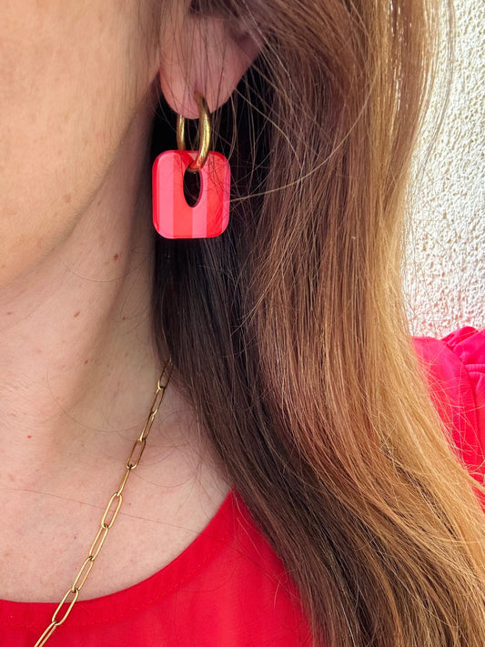Boucles d'oreilles pampilles colorées GIGI - Camilmari Bijoux - Créoles dorées + une paire de pampilles