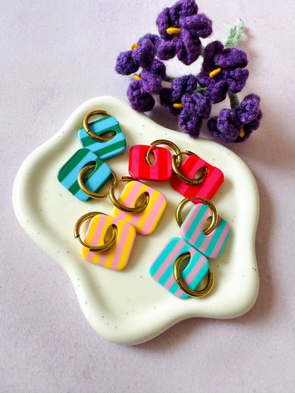 Boucles d'oreilles pampilles colorées GIGI - Camilmari Bijoux - Créoles dorées + une paire de pampilles