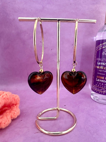 Boucles d'oreilles pampilles gros coeurs MAÏA - Camilmari Bijoux