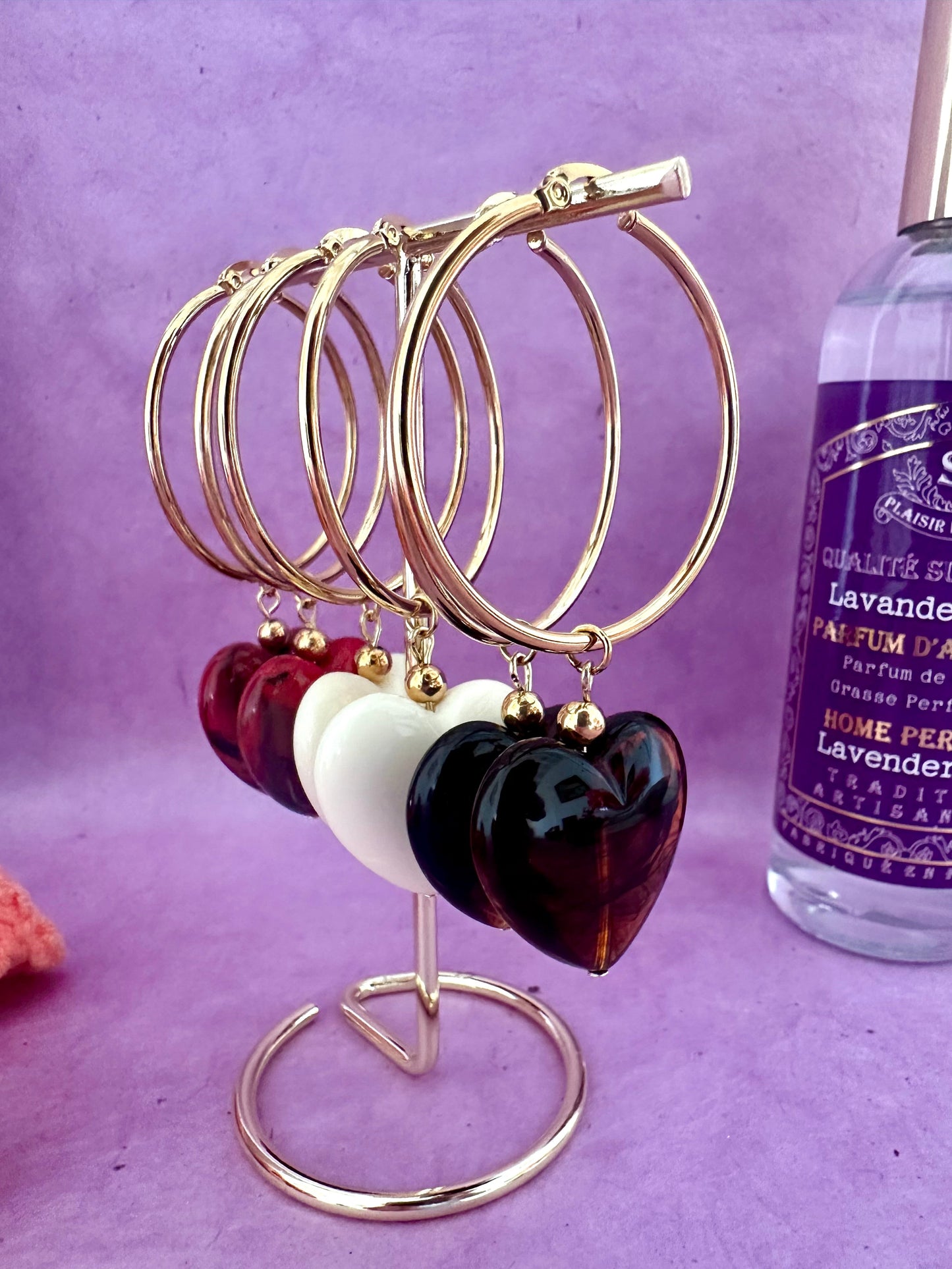 Boucles d'oreilles pampilles gros coeurs MAÏA - Camilmari Bijoux