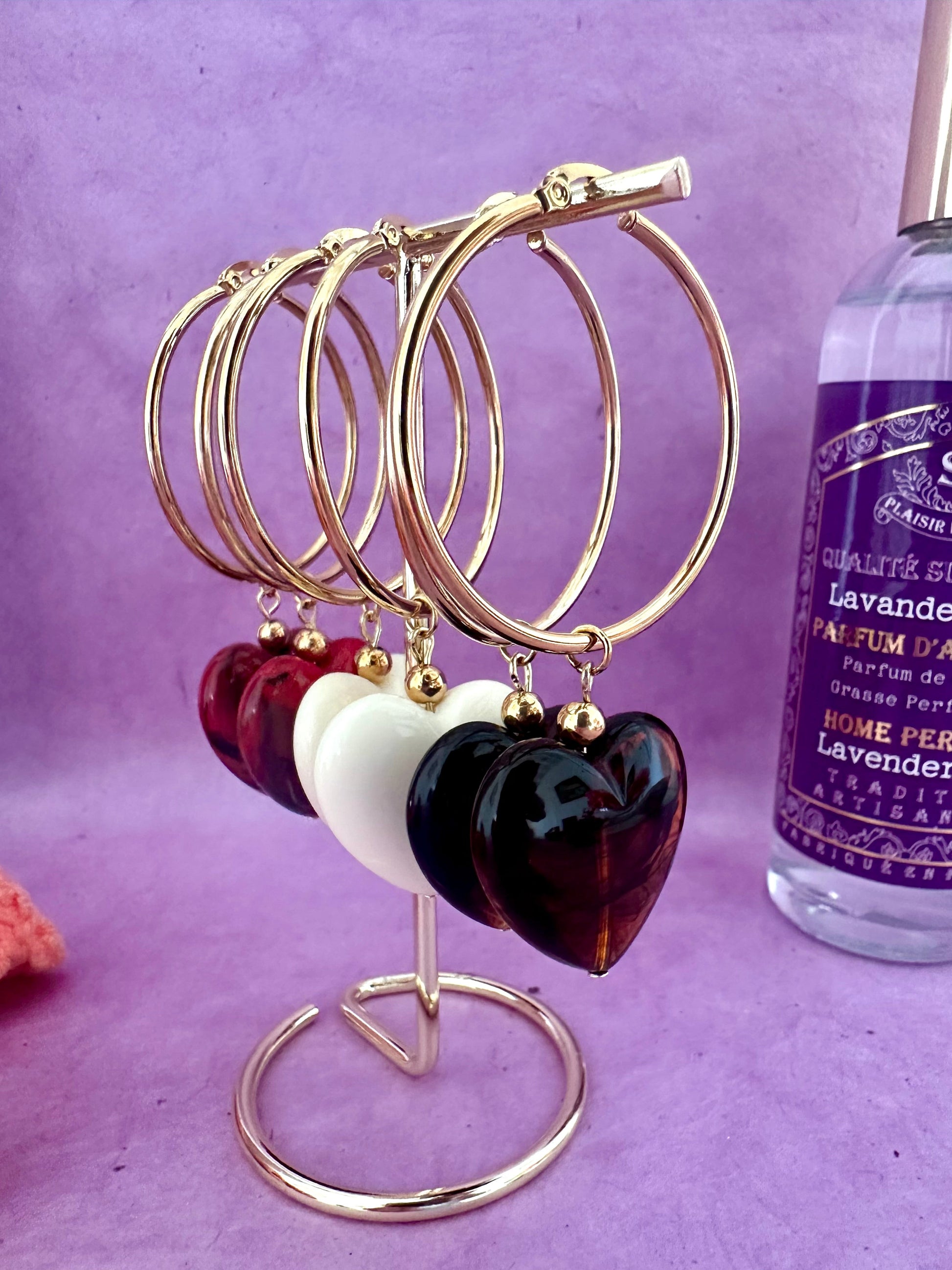 Boucles d'oreilles pampilles gros coeurs MAÏA - Camilmari Bijoux