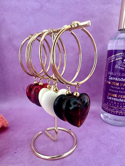 Boucles d'oreilles pampilles gros coeurs MAÏA - Camilmari Bijoux