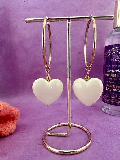 Boucles d'oreilles pampilles gros coeurs MAÏA - Camilmari Bijoux