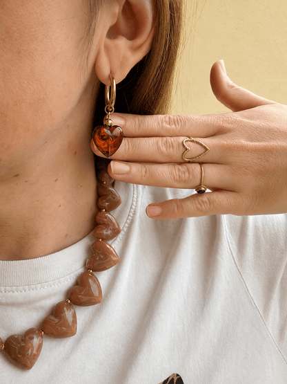 Boucles d'oreilles pampilles petits coeurs CLAUDIE - Camilmari Bijoux - Créoles + 1 paire de pendentifs cœurs