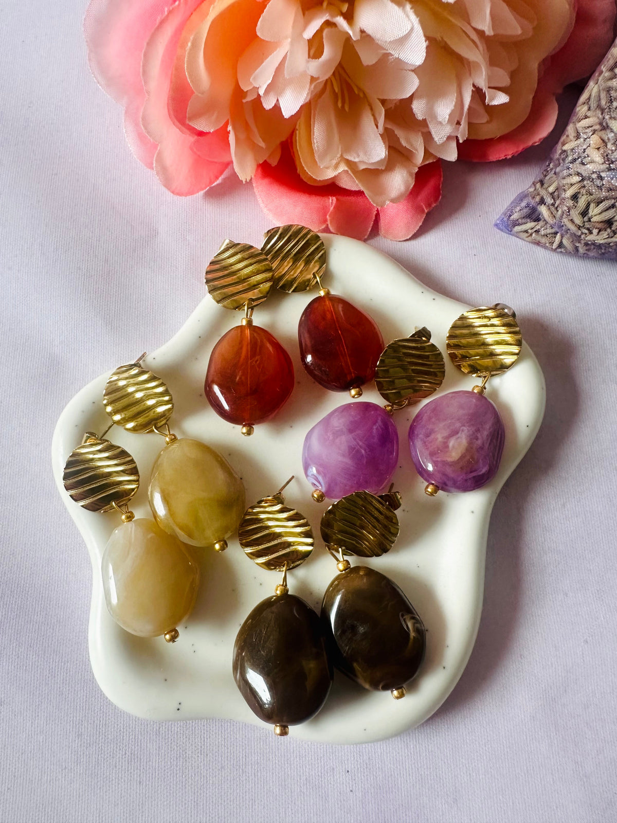 Boucles d'oreilles perles fantaisie APOLLINE - Camilmari Bijoux - Ambre