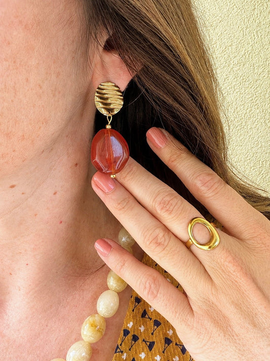 Boucles d'oreilles perles fantaisie APOLLINE - Camilmari Bijoux - Ambre