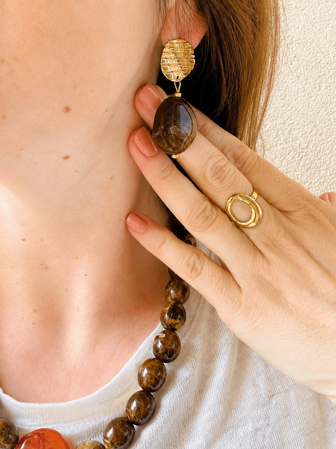 Boucles d'oreilles perles fantaisie APOLLINE - Camilmari Bijoux - Chocolat