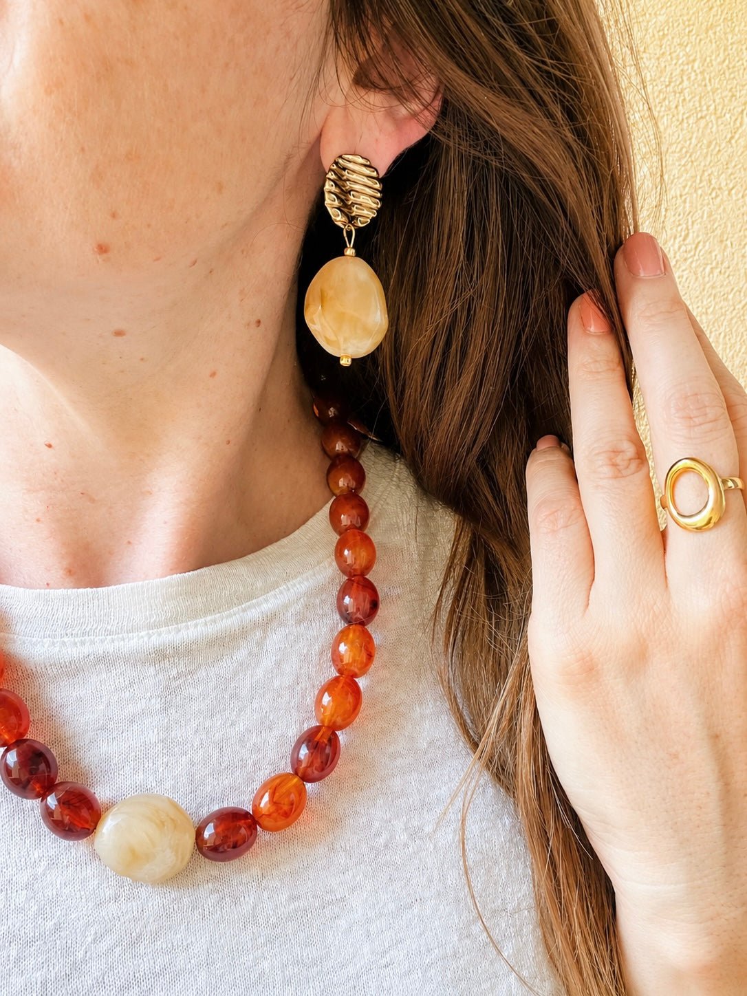 Boucles d'oreilles perles fantaisie APOLLINE - Camilmari Bijoux - Sable