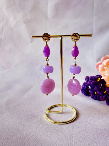 Boucles d'oreilles perles pendantes MOIRA - Camilmari Bijoux - Lilas