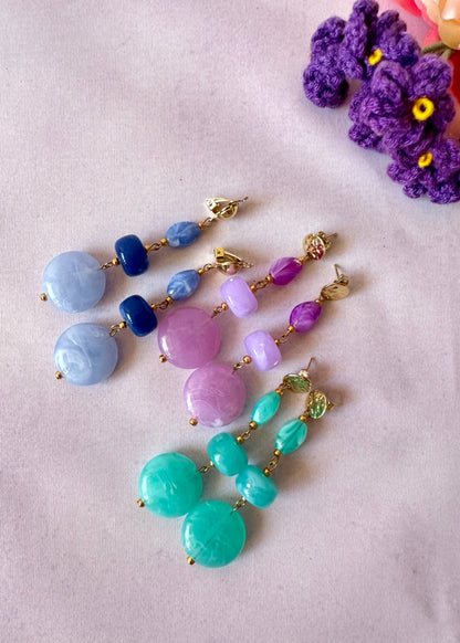 Boucles d'oreilles perles pendantes MOIRA - Camilmari Bijoux - Lilas