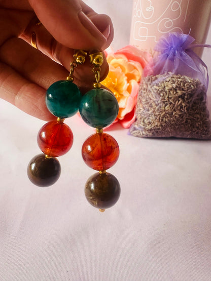 Boucles d'oreilles perles pendantes SIMONE - Camilmari Bijoux - Bordeaux & Olive