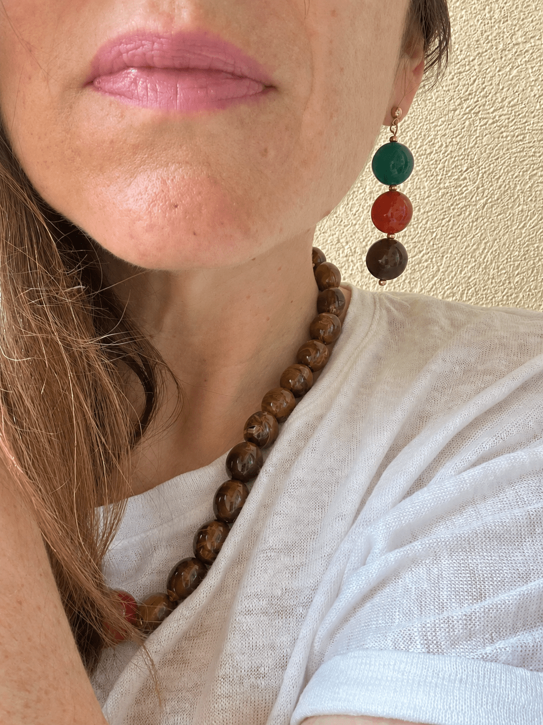 Boucles d'oreilles perles pendantes SIMONE - Camilmari Bijoux - Paon & Ambre