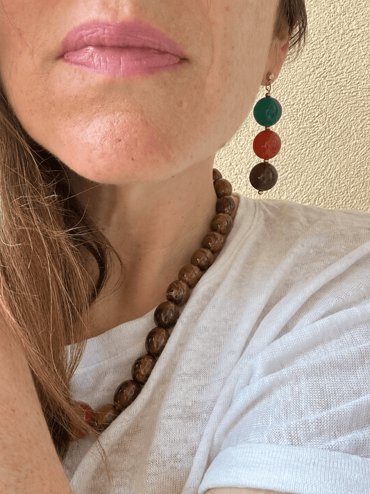 Boucles d'oreilles perles pendantes SIMONE - Camilmari Bijoux - Paon & Ambre