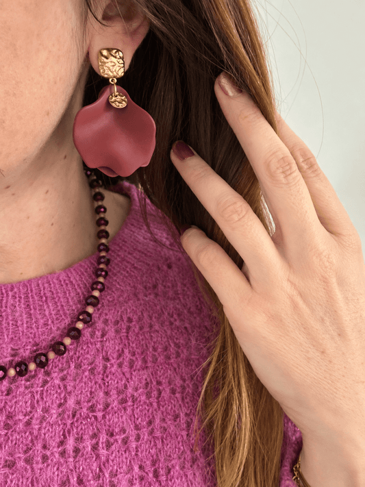 Boucles d'oreilles pétales marrons YSÉ - Camilmari Bijoux -