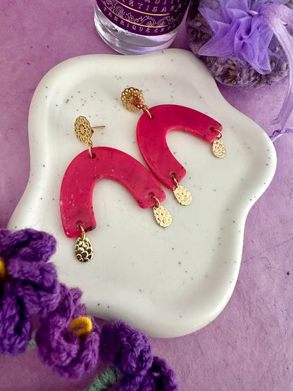 Boucles d'oreilles RAINBOW colorées rose fantaisie faites main - Camilmari Bijoux - 