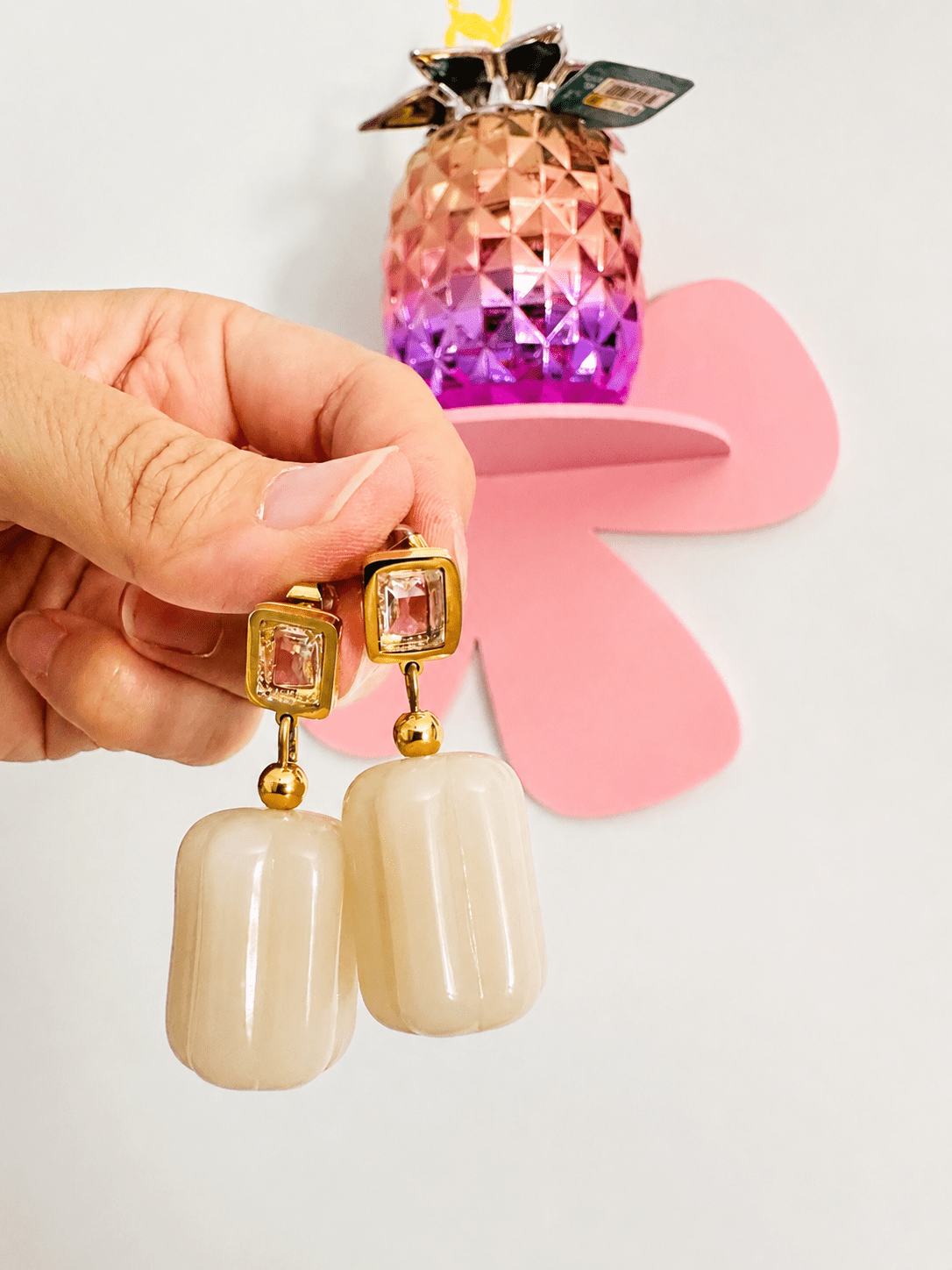 Boucles d’oreilles rétro YVONNE - Camilmari Bijoux - Beige rosé