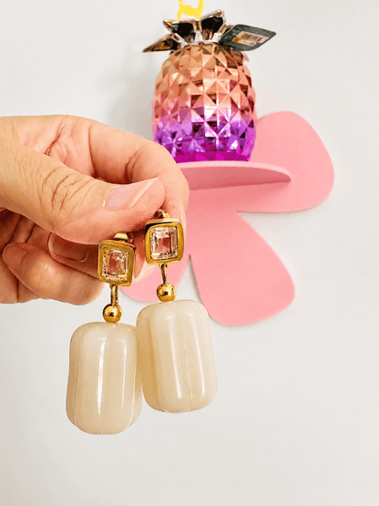 Boucles d’oreilles rétro YVONNE - Camilmari Bijoux - Beige rosé