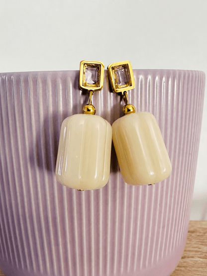 Boucles d’oreilles rétro YVONNE - Camilmari Bijoux - Beige rosé