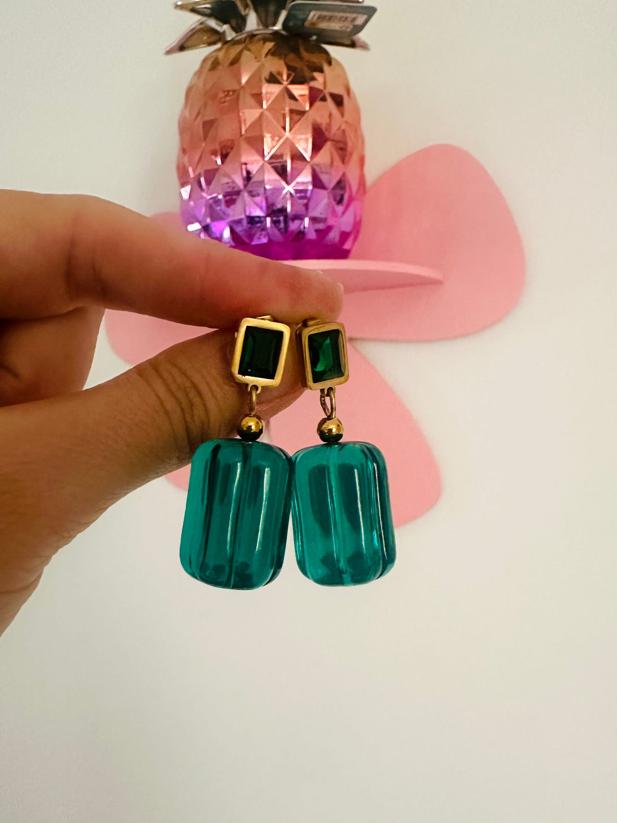 Boucles d’oreilles rétro YVONNE - Camilmari Bijoux - Vert bouteille