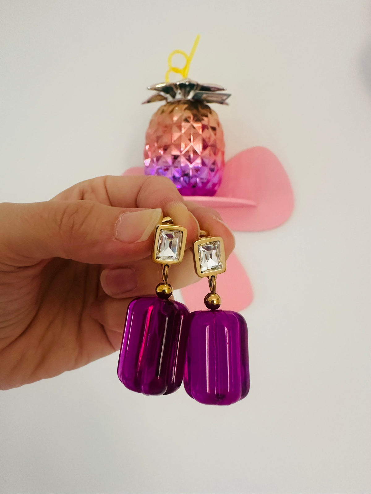 Boucles d’oreilles rétro YVONNE - Camilmari Bijoux - Violet profond