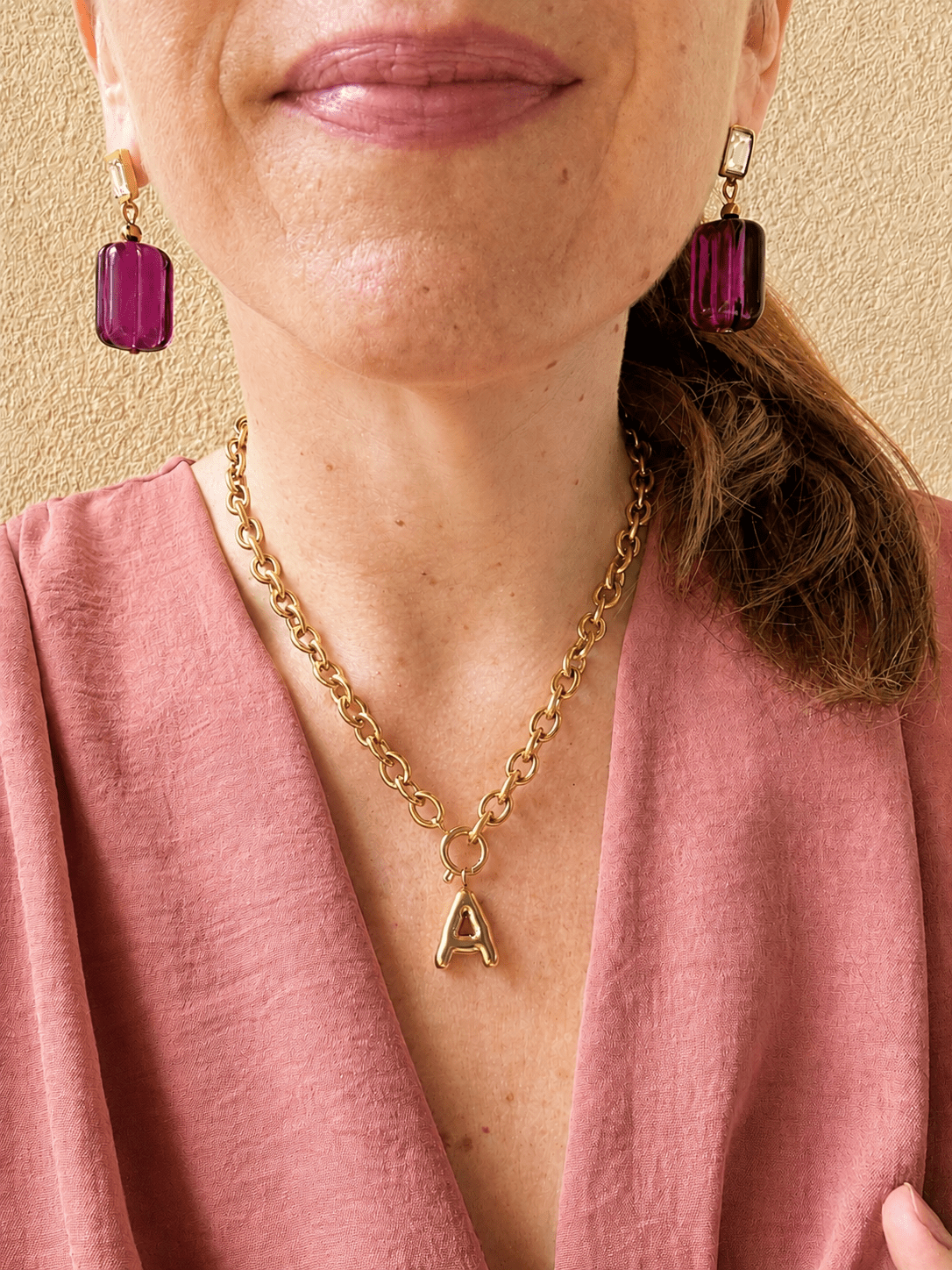 Boucles d’oreilles rétro YVONNE - Camilmari Bijoux - Violet profond