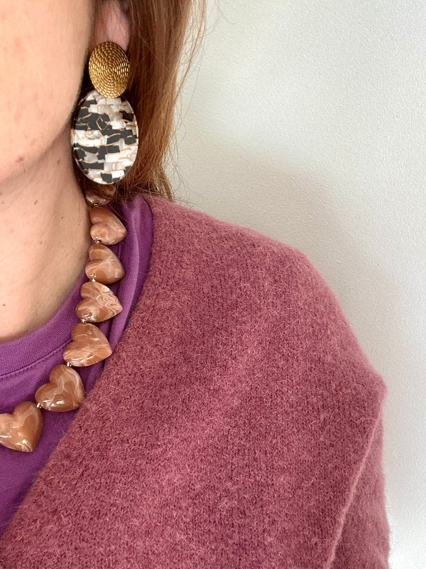 Boucles d'oreilles rondes MATHILDE motif mosaïque - Élégance et Originalité - Camilmari Bijoux - 