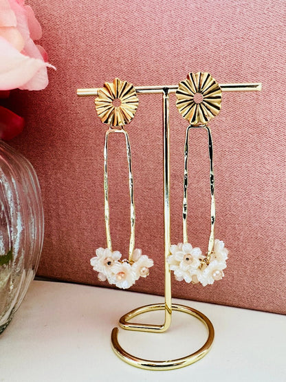 Boucles d’oreilles SAKURA - Camilmari Bijoux - Boucles d’oreilles fleuries rectangulaires