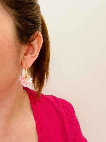 Boucles d’oreilles SAKURA - Camilmari Bijoux - Créoles 30 mm fleuries