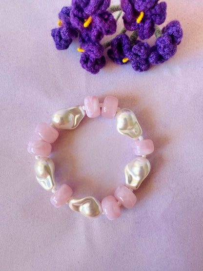 Bracelet blanc et rose PERLITA - Camilmari Bijoux - 16 cm
