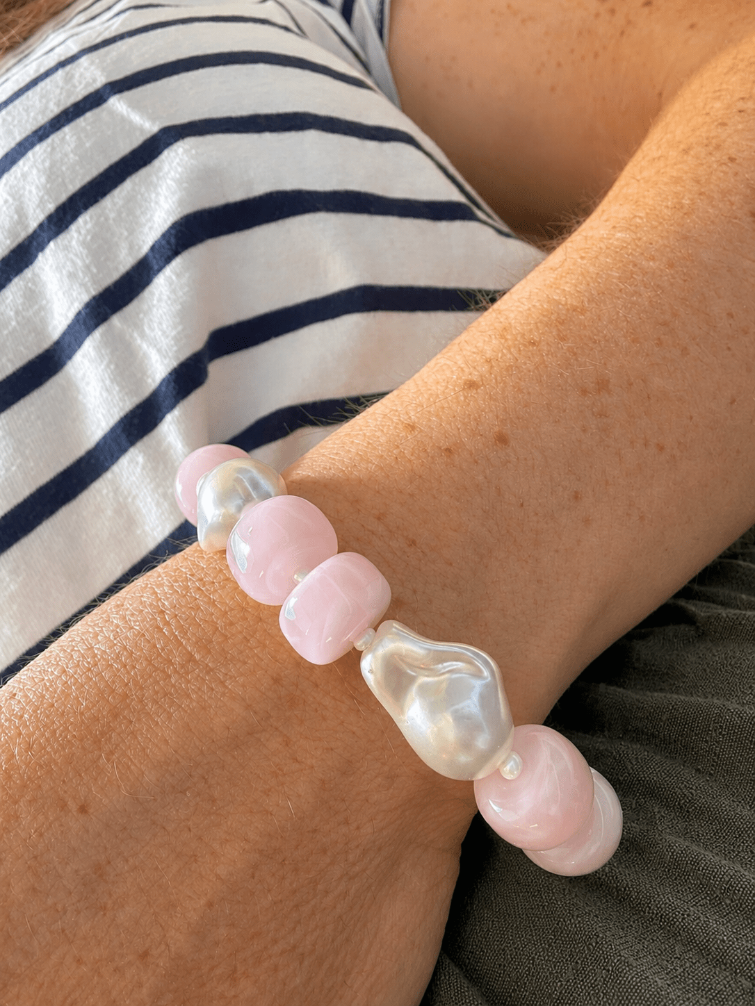 Bracelet blanc et rose PERLITA - Camilmari Bijoux - 16 cm