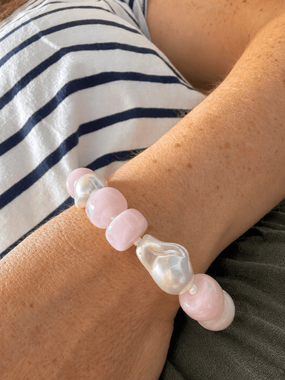 Bracelet blanc et rose PERLITA - Camilmari Bijoux - 16 cm