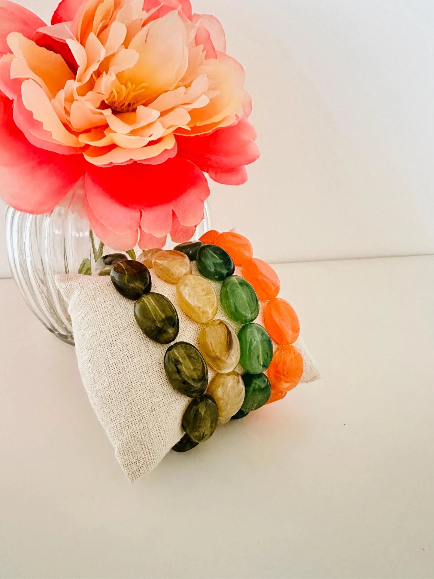 Bracelet CARMEN – Bracelet de perles fantaisie coloré fait main, plusieurs coloris - Camilmari Bijoux - Orange