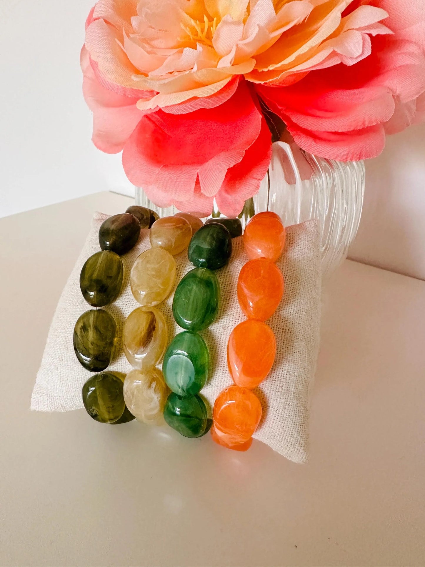 Bracelet CARMEN – Bracelet de perles fantaisie coloré fait main, plusieurs coloris - Camilmari Bijoux - Orange