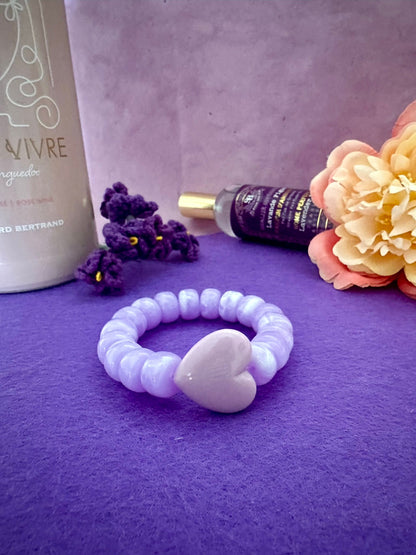 Bracelet coloré CLAUDIE - Camilmari Bijoux - Lilas avec un coeur lilas