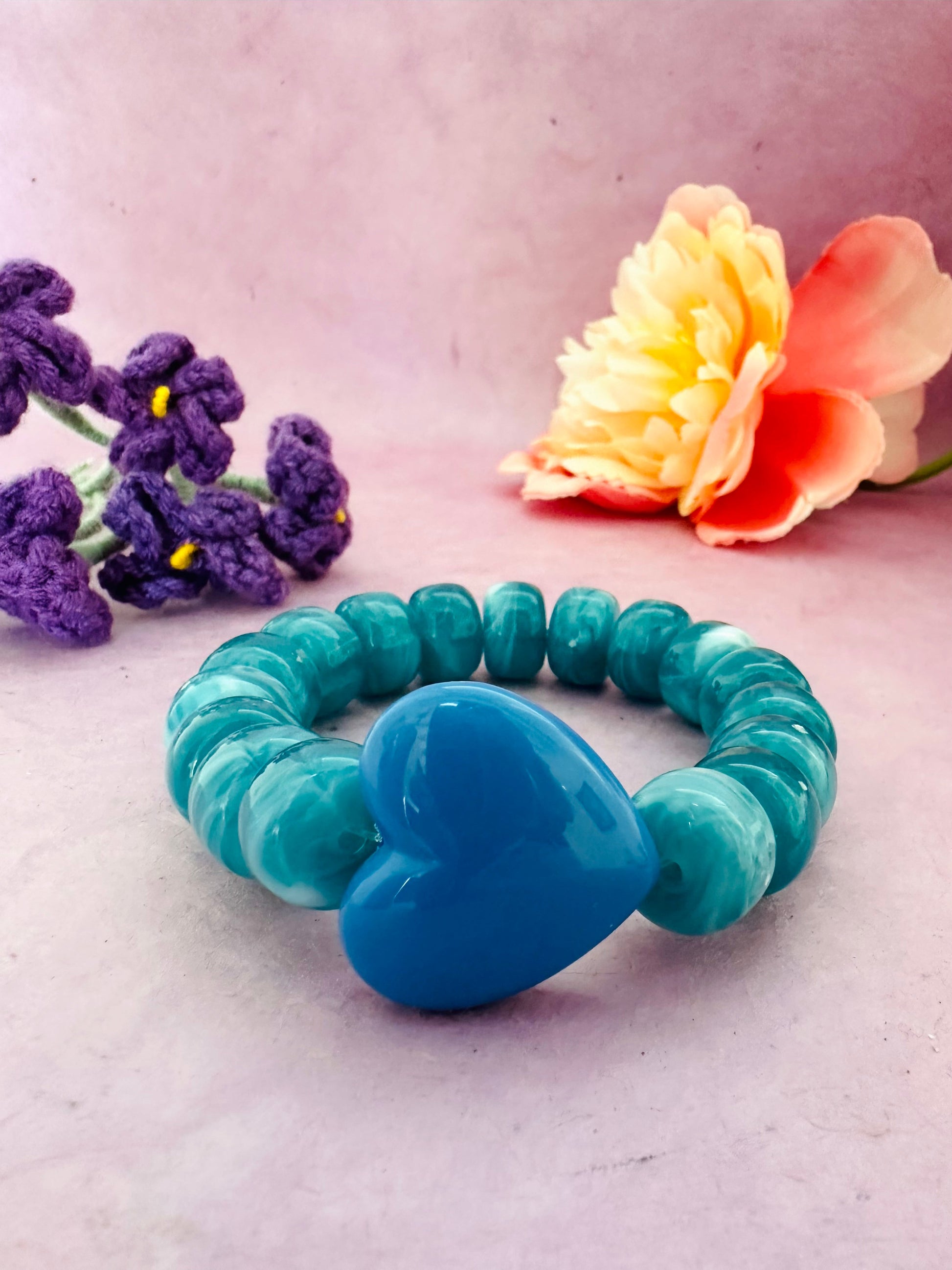 Bracelet coloré CLAUDIE - Camilmari Bijoux - Bleu canard marbré