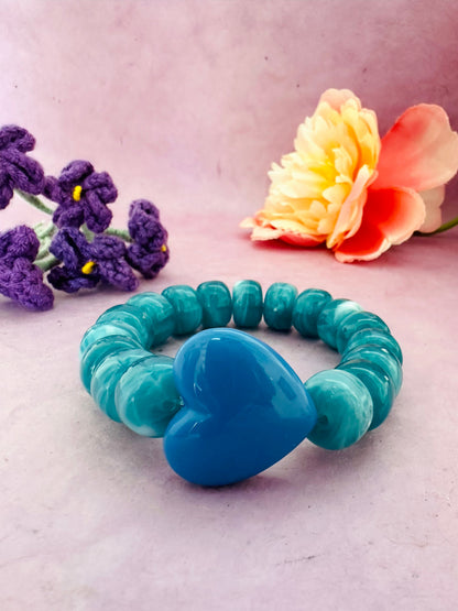 Bracelet coloré CLAUDIE - Camilmari Bijoux - Bleu canard marbré