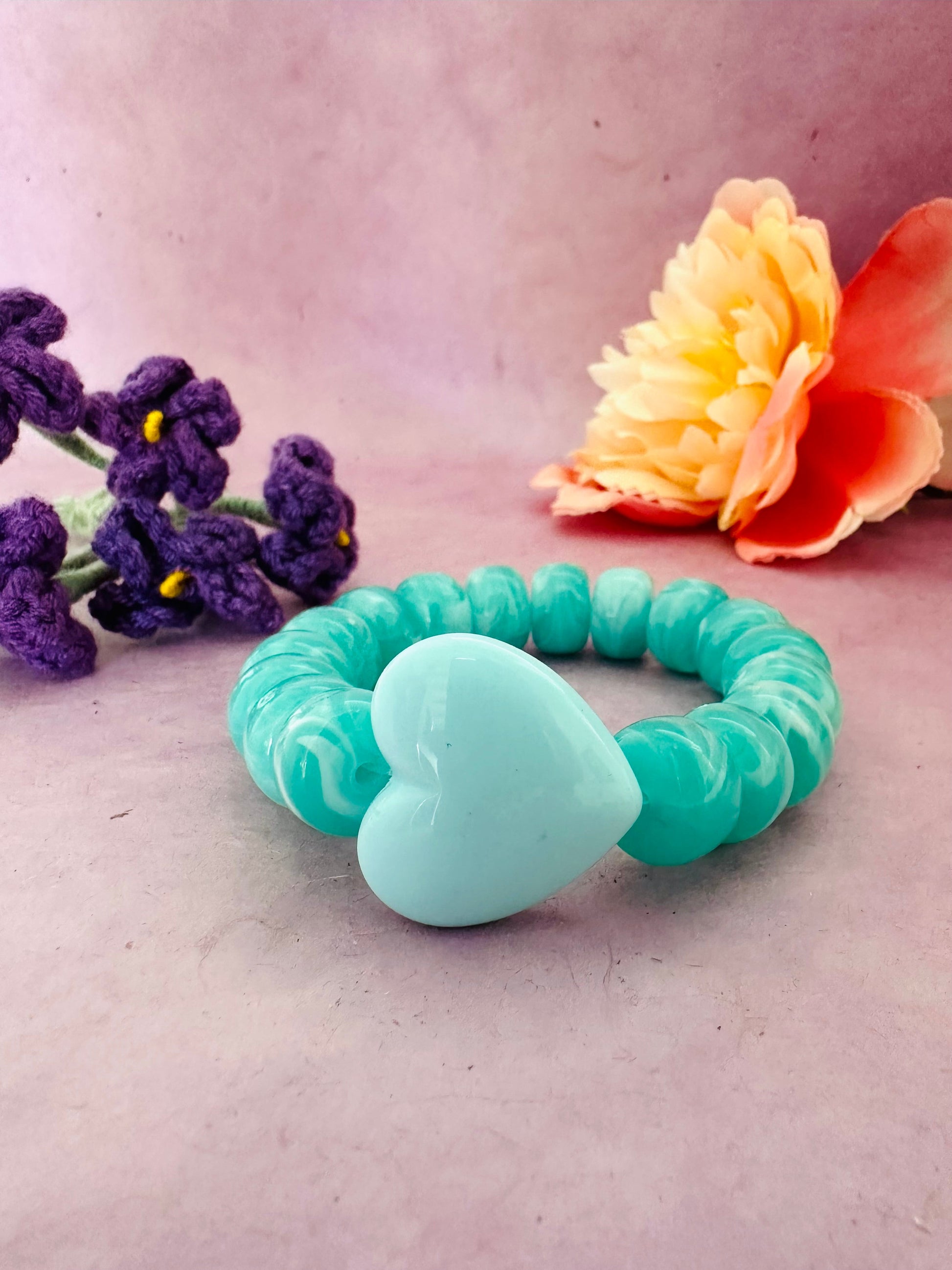 Bracelet coloré CLAUDIE - Camilmari Bijoux - Bleu turquoise marbré