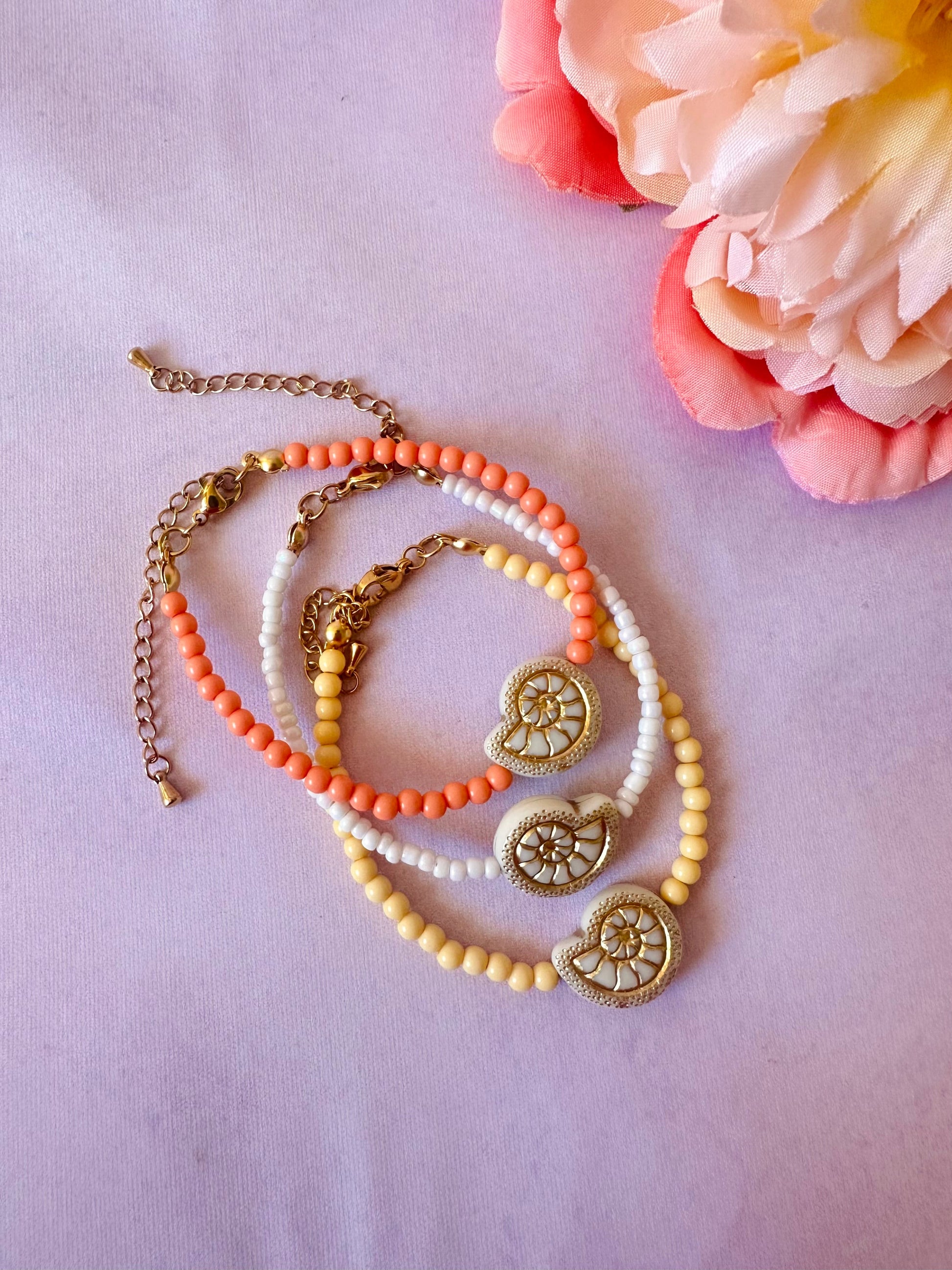 Bracelet coquillage femme SHELLY - Camilmari Bijoux - Blanc nacré