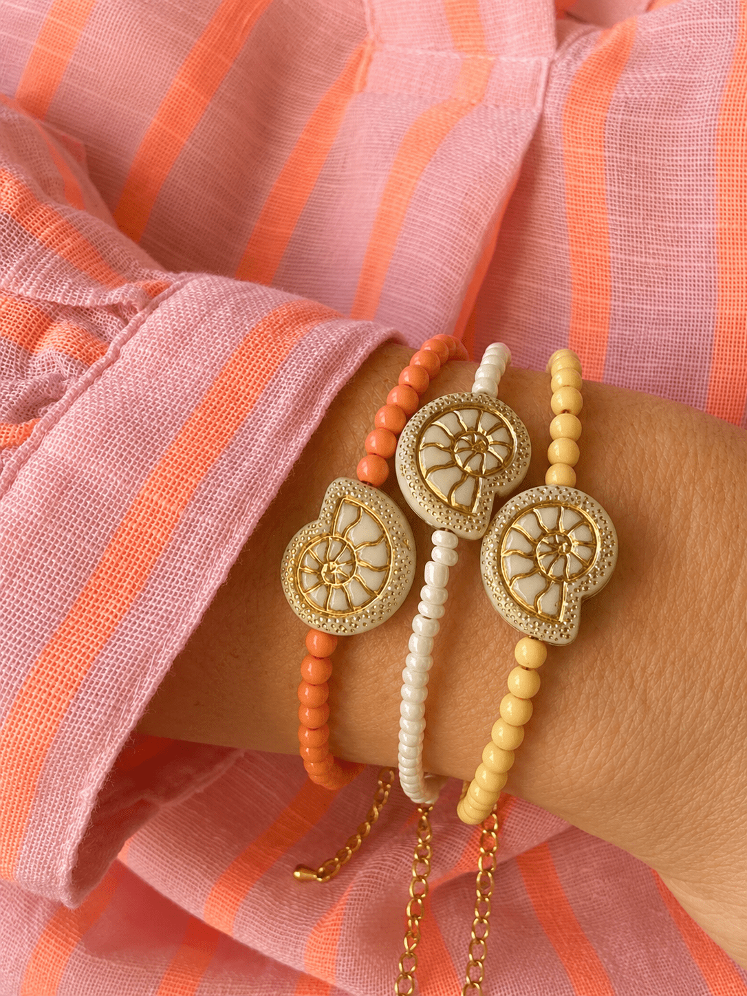 Bracelet coquillage femme SHELLY - Camilmari Bijoux - Jaune beurre