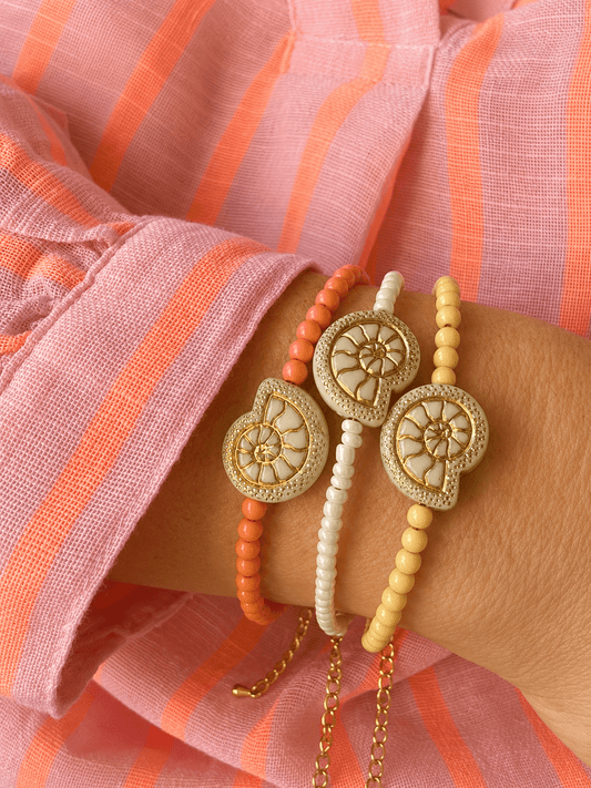Bracelet coquillage femme SHELLY - Camilmari Bijoux - Jaune beurre