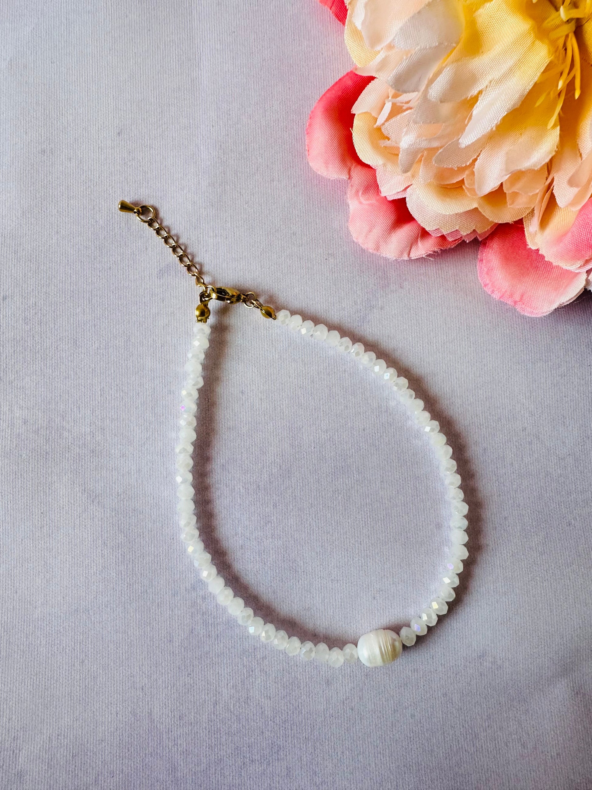Bracelet de cheville perle AQUARELLE - Camilmari Bijoux - Mauve