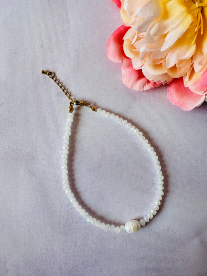 Bracelet de cheville perle AQUARELLE - Camilmari Bijoux - Mauve