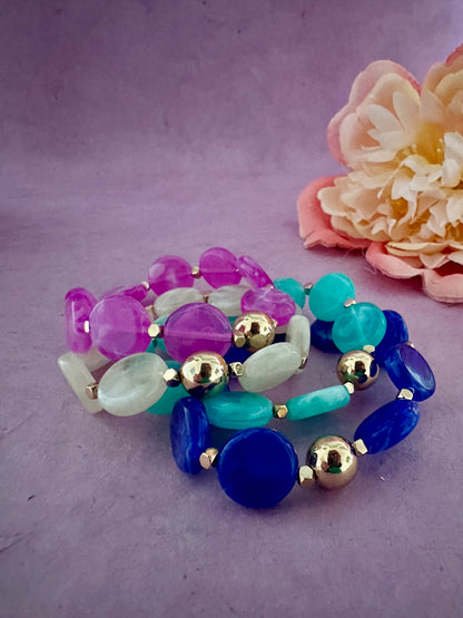 Bracelet élastique femme DINA - Camilmari Bijoux - Bleu marine