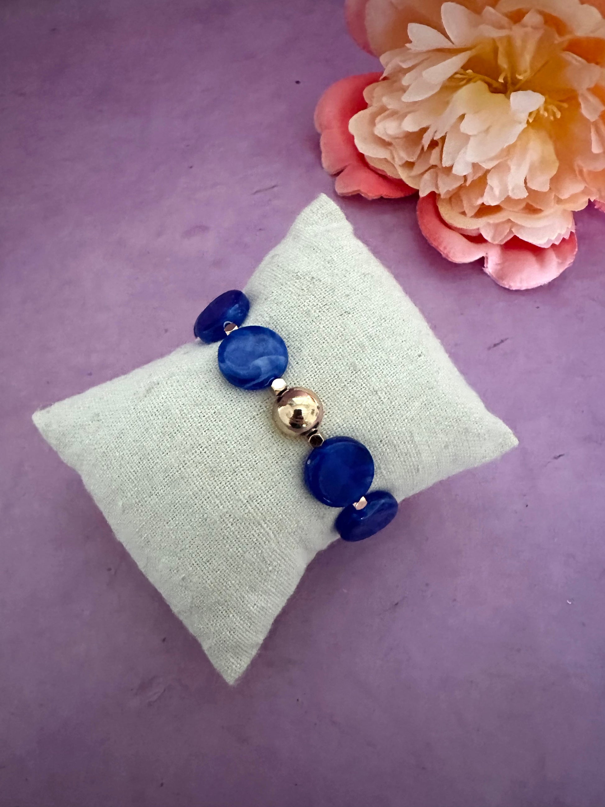 Bracelet élastique femme DINA - Camilmari Bijoux - Bleu marine