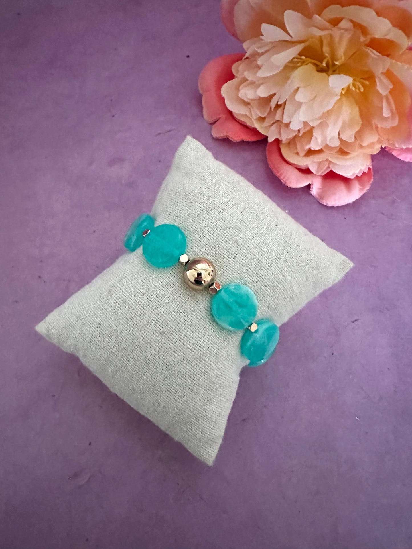 Bracelet élastique femme DINA - Camilmari Bijoux - Bleu turquoise