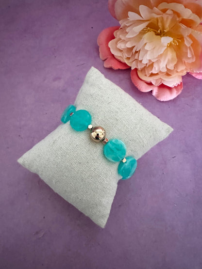 Bracelet élastique femme DINA - Camilmari Bijoux - Bleu turquoise