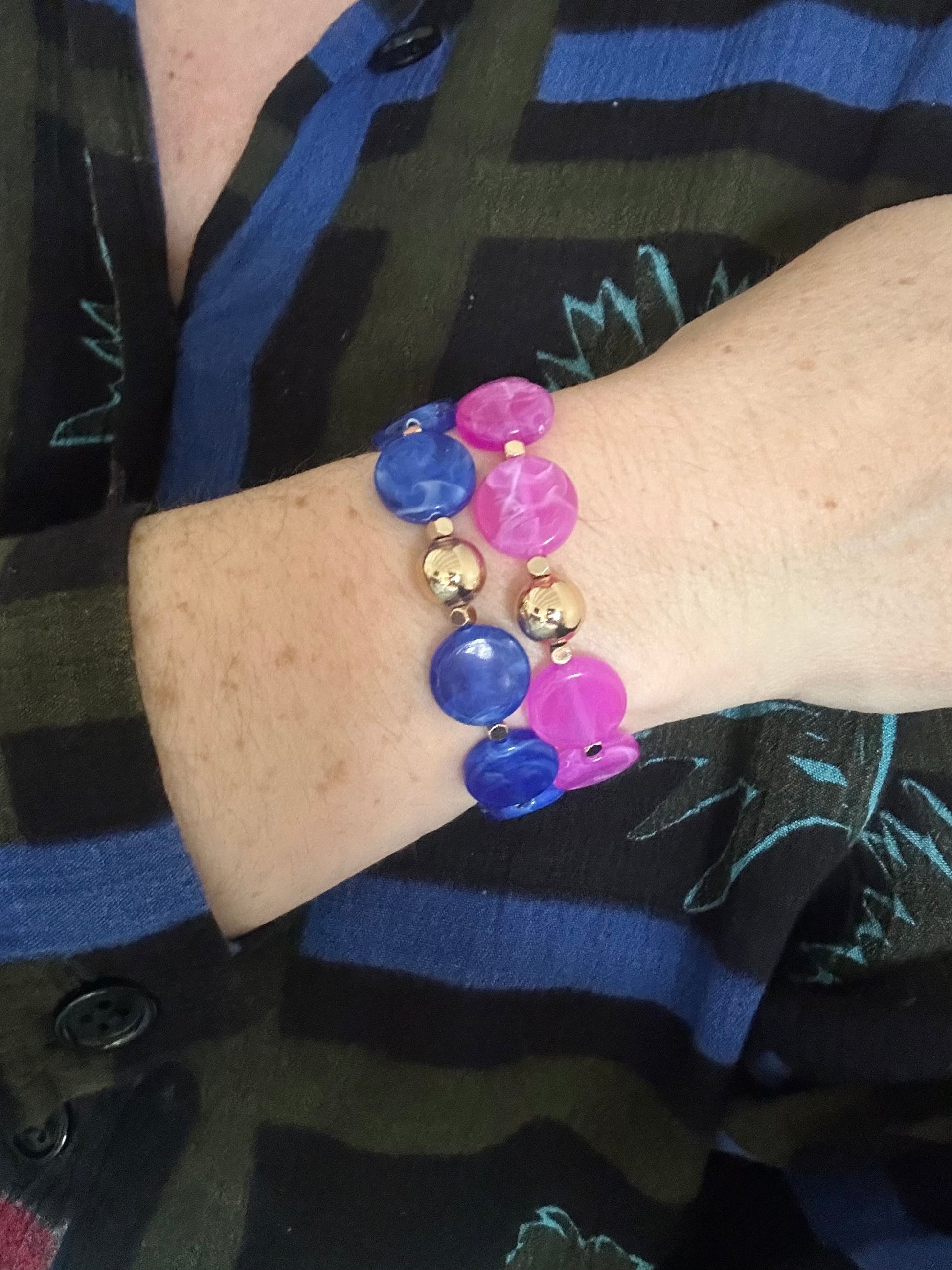 Bracelet élastique femme DINA - Camilmari Bijoux - Fuchsia Violet